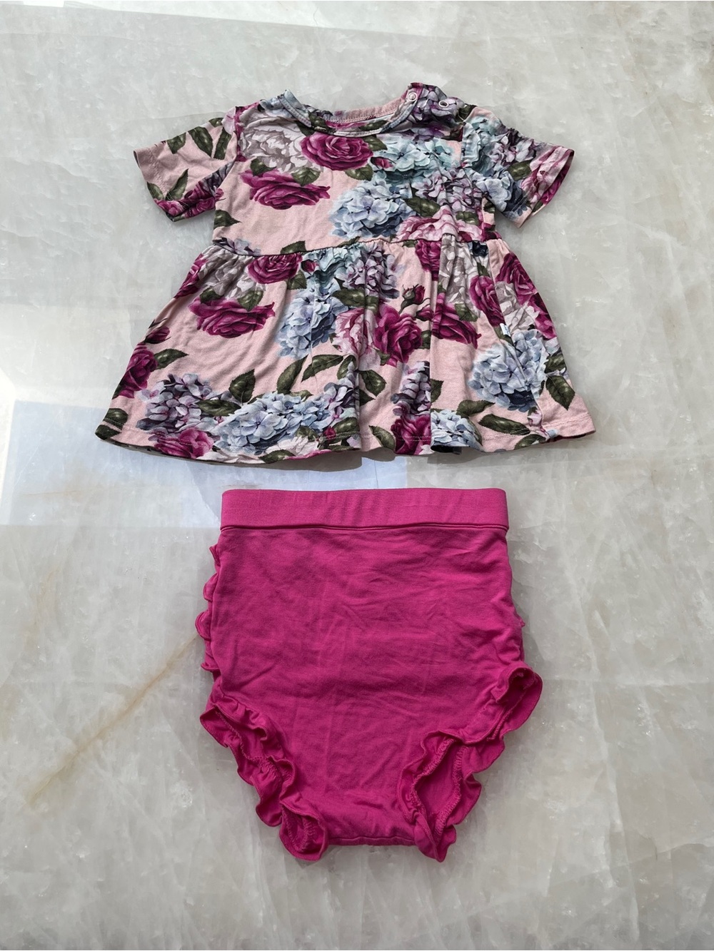 Posh Peanut Pink Floral Top with Fuchsia Diaper Cover
